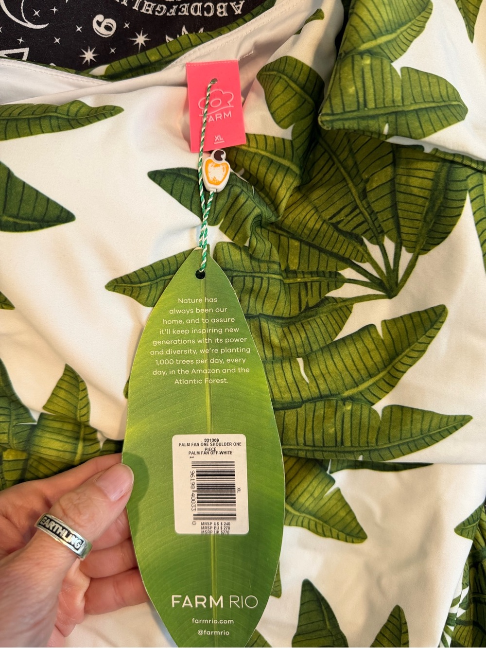 NWT FARM RIO Palm Fan One Shoulder One Piece - Picture 5 of 8